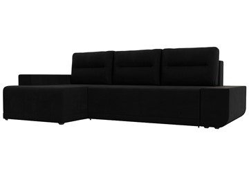 Угловой диван для гостиной Чикаго, Черный (микровельвет) в Вологде