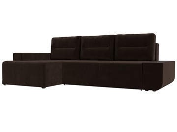 Угловой диван с оттоманкой Чикаго, Коричневый (микровельвет) в Вологде - предосмотр