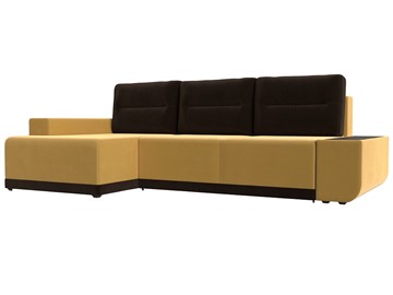 Угловой раскладной диван Чикаго, Желтый/Коричневый (микровельвет) в Вологде
