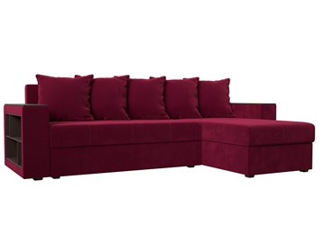 Угловой диван с оттоманкой Дубай Лайт, Бордовый (микровельвет) в Вологде