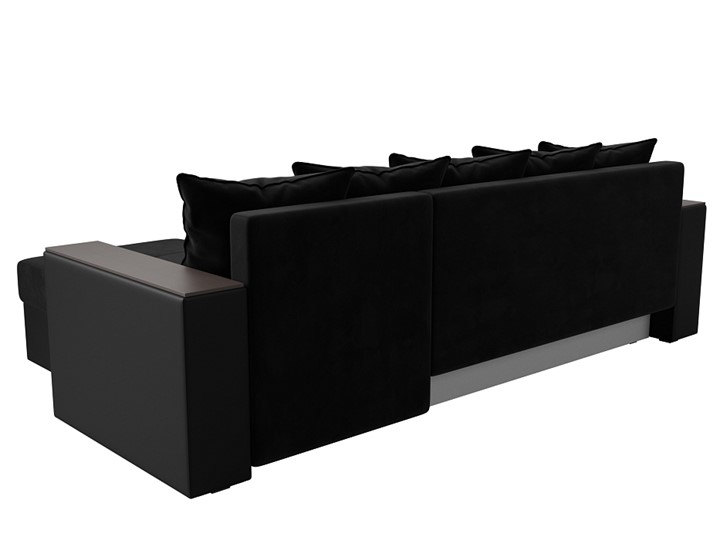 Угловой раскладной диван Дубай Лайт, Черный/Черный (велюр/экокожа) в Вологде - изображение 7