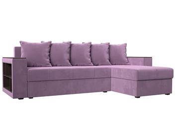 Угловой диван с оттоманкой Дубай Лайт, Сиреневый (микровельвет) в Вологде