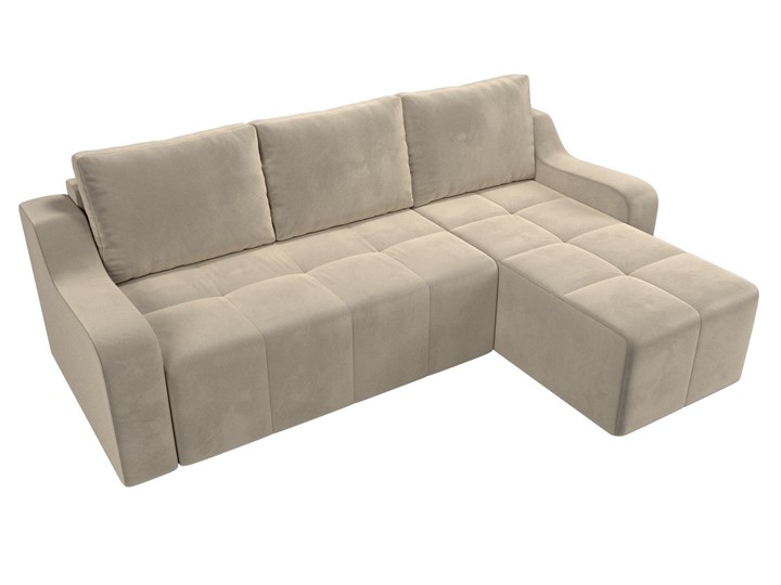 Угловой диван для гостиной Элида, Бежевый (микровельвет) в Вологде - изображение 5