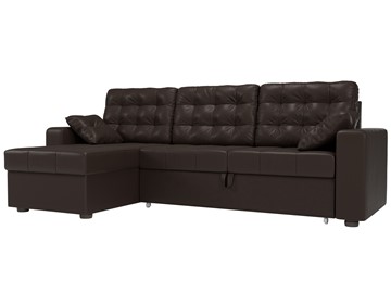 Угловой диван с оттоманкой Камелот, Коричневый (экокожа) в Вологде - предосмотр
