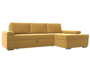 Угловой диван с оттоманкой Канкун, Желтый (микровельвет) НПБ в Вологде