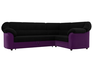 Угловой диван для гостиной Карнелла, Черный/Фиолетовый (микровельвет) в Вологде
