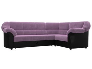Угловой диван для гостиной Карнелла, Сиреневый/Черный (микровельвет/экокожа) в Вологде