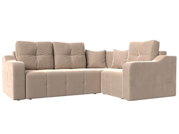 Угловой диван для гостиной Кембридж, Бежевый (велюр) в Вологде - предосмотр