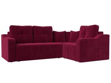 Угловой диван для гостиной Кембридж, Бордовый (микровельвет) в Вологде