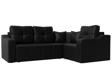 Угловой диван для гостиной Кембридж, Черный (экокожа) в Вологде - предосмотр