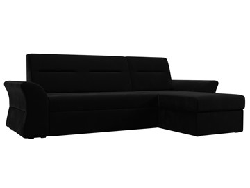 Угловой диван с оттоманкой Клайд, Черный (микровельвет) в Вологде