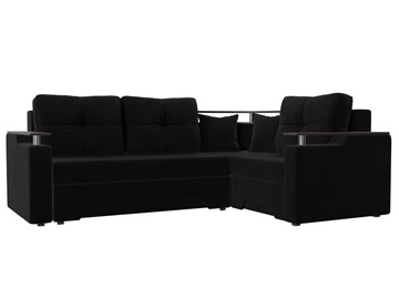Угловой диван для гостиной Комфорт, Черный (микровельвет) в Вологде - предосмотр