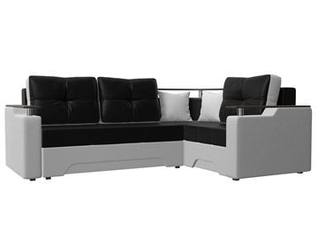 Угловой диван для гостиной Комфорт, Черный/Белый (экокожа) в Вологде - предосмотр