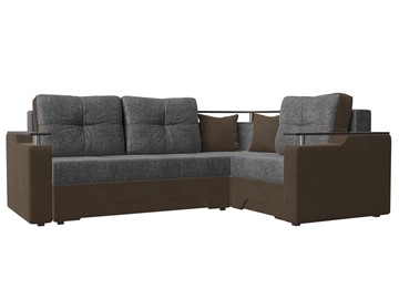 Угловой диван для гостиной Комфорт, Серый/Коричневый (рогожка) в Вологде - предосмотр