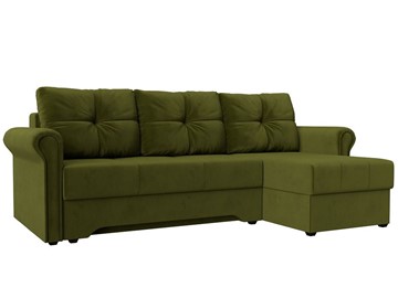 Угловой раскладной диван Леон боннель, Зеленый (Микровельвет) в Вологде