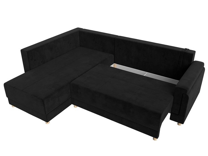Угловой диван Лига-024, Черный (Велюр) в Вологде - изображение 1