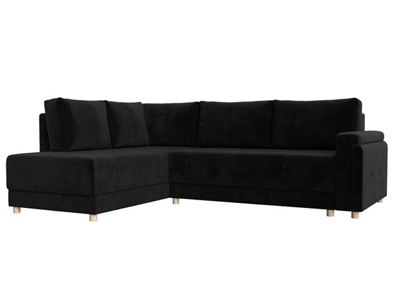 Угловой диван Лига-024, Черный (Велюр) в Вологде - изображение