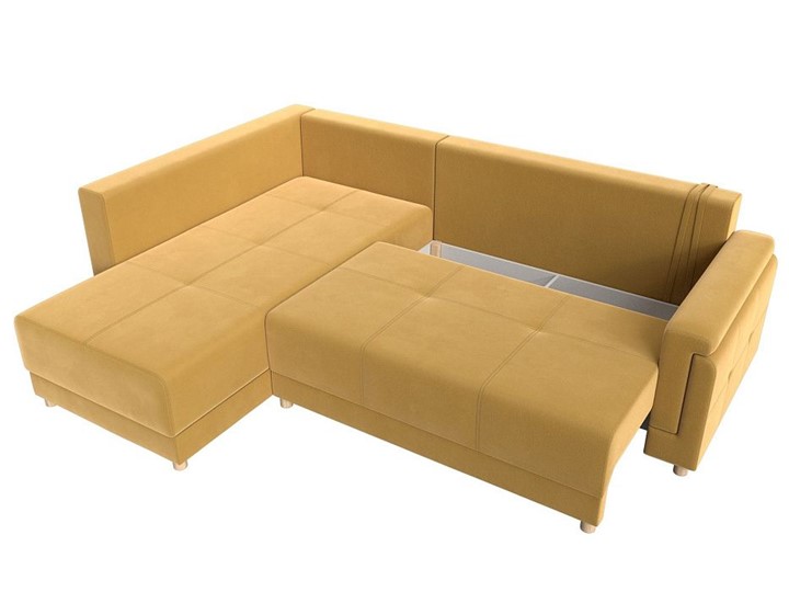 Угловой раскладной диван Лига-024, Желтый (Микровельвет) в Вологде - изображение 1