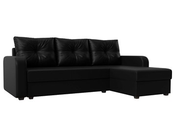 Угловой диван с оттоманкой Ливерпуль Лайт, Черный (Экокожа) в Вологде