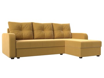 Угловой диван с оттоманкой Ливерпуль Лайт, Желтый (Микровельвет) в Вологде