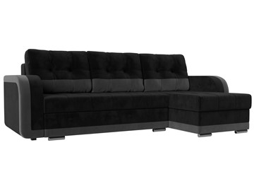 Угловой диван с оттоманкой Марсель, Черный/Серый (велюр) в Вологде