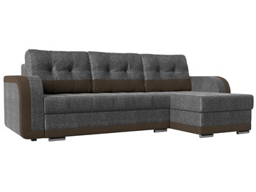 Угловой диван с оттоманкой Марсель, Серый/Коричневый (рогожка) в Вологде