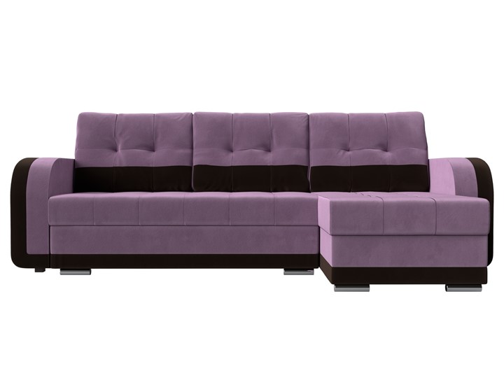 Угловой раскладной диван Марсель, Сиреневый/Коричневый (микровельвет) в Вологде - изображение 1