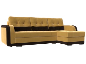 Угловой диван с оттоманкой Марсель, Желтый/Коричневый (микровельвет) в Вологде