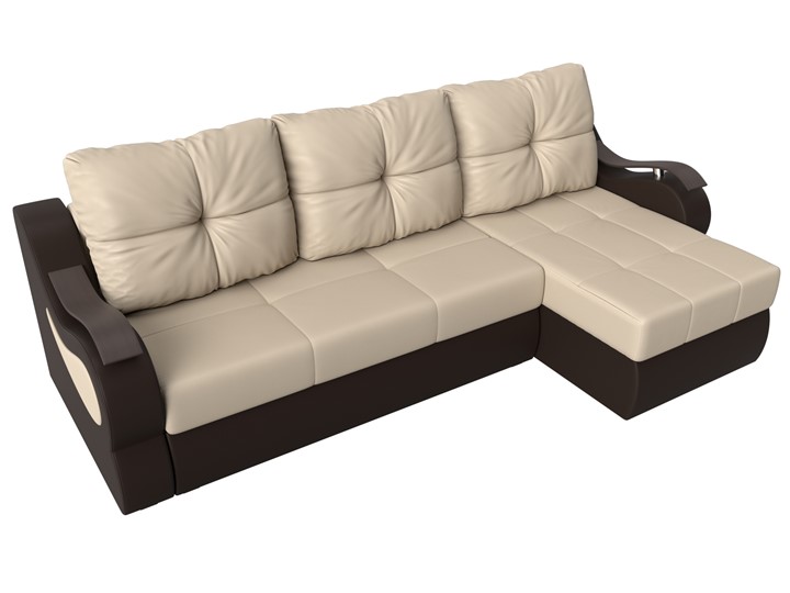 Угловой диван Меркурий, Бежевый/коричневый (экокожа) в Вологде - изображение 4