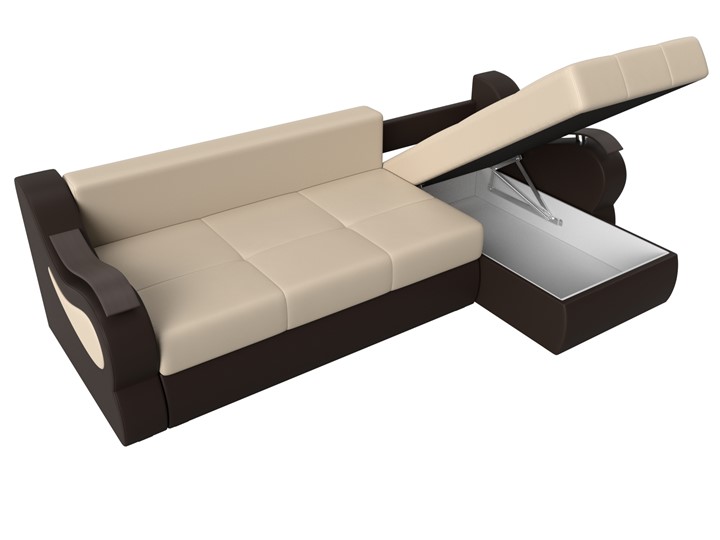 Угловой диван Меркурий, Бежевый/коричневый (экокожа) в Вологде - изображение 6