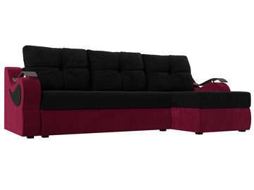 Угловой раскладной диван Меркурий, Черный/Бордовый (микровельвет) в Вологде