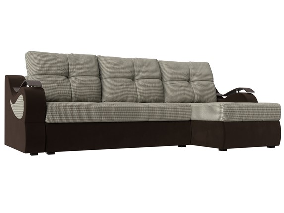 Угловой диван Меркурий, Корфу 02 (рогожка)/коричневый (вельвет) в Вологде - изображение