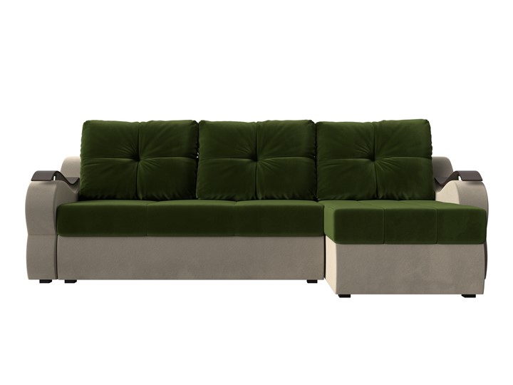Угловой диван Меркурий, Зеленый/бежевый (вельвет) в Вологде - изображение 1