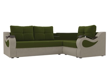 Угловой раскладной диван Митчелл, Зеленый/Бежевый (микровельвет) в Вологде