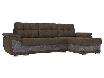Угловой диван для гостиной Нэстор, Коричневый/Серый (рогожка) в Вологде