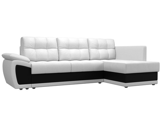 Угловой диван Нэстор прайм, Белый/Черный (экокожа) в Вологде - изображение