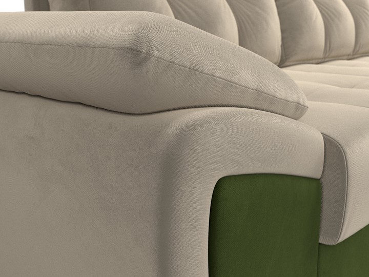 Угловой диван Нэстор прайм, Бежевый/Зеленый (микровельвет) в Вологде - изображение 5