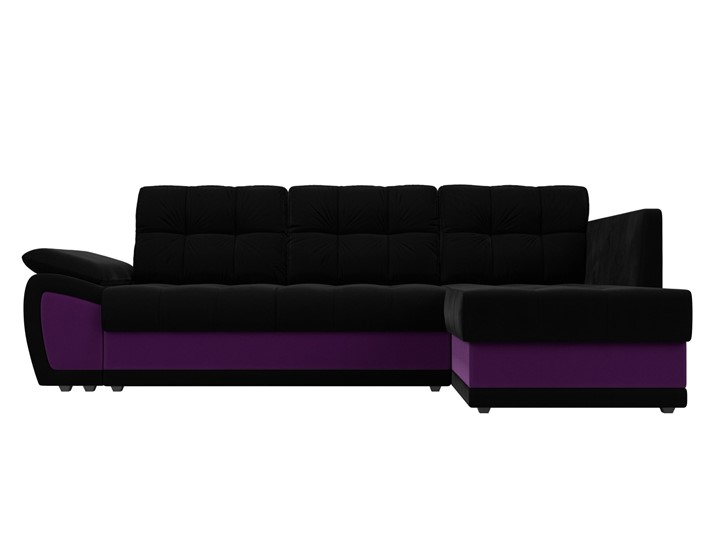 Диван с оттоманкой Нэстор прайм, Черный/Фиолетовый (микровельвет) в Вологде - изображение 3