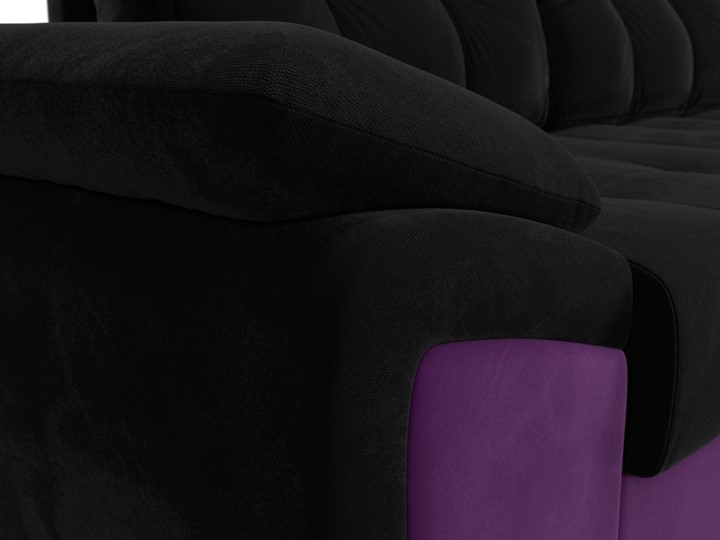 Диван с оттоманкой Нэстор прайм, Черный/Фиолетовый (микровельвет) в Вологде - изображение 5