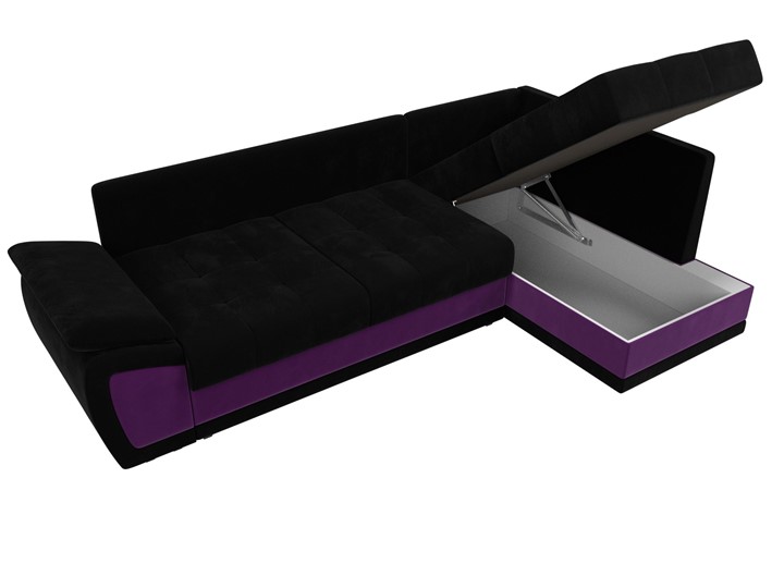 Диван с оттоманкой Нэстор прайм, Черный/Фиолетовый (микровельвет) в Вологде - изображение 8