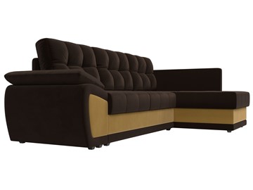 Угловой диван для гостиной Нэстор прайм, Коричневый/Желтый (микровельвет) в Вологде - предосмотр 4