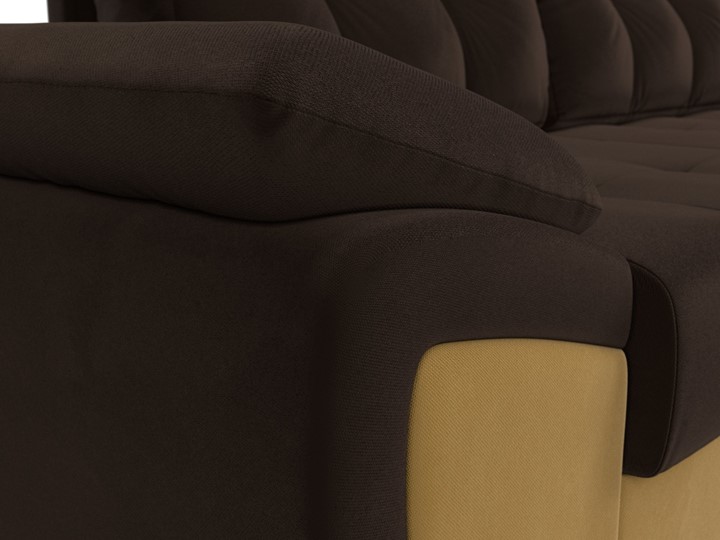 Угловой диван для гостиной Нэстор прайм, Коричневый/Желтый (микровельвет) в Вологде - изображение 5