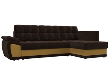 Угловой диван для гостиной Нэстор прайм, Коричневый/Желтый (микровельвет) в Вологде - предосмотр