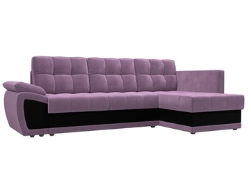 Угловой диван для гостиной Нэстор прайм, Сиреневый/Черный (микровельвет) в Вологде