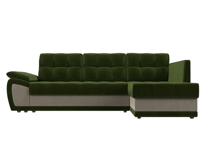 Угловой диван Нэстор прайм, Зеленый/Бежевый (микровельвет) в Вологде - изображение 3