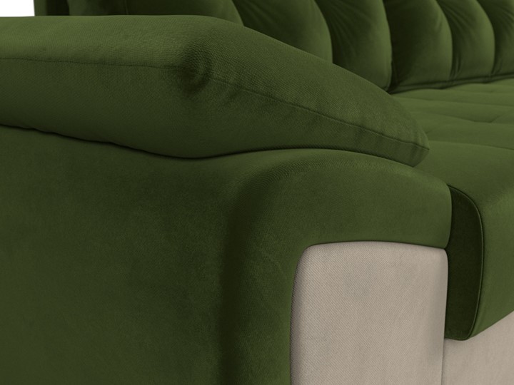 Угловой диван Нэстор прайм, Зеленый/Бежевый (микровельвет) в Вологде - изображение 5