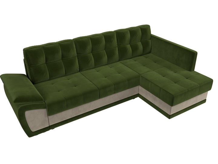 Угловой диван Нэстор прайм, Зеленый/Бежевый (микровельвет) в Вологде - изображение 7