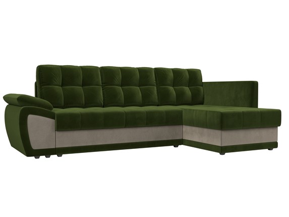 Угловой диван Нэстор прайм, Зеленый/Бежевый (микровельвет) в Вологде - изображение
