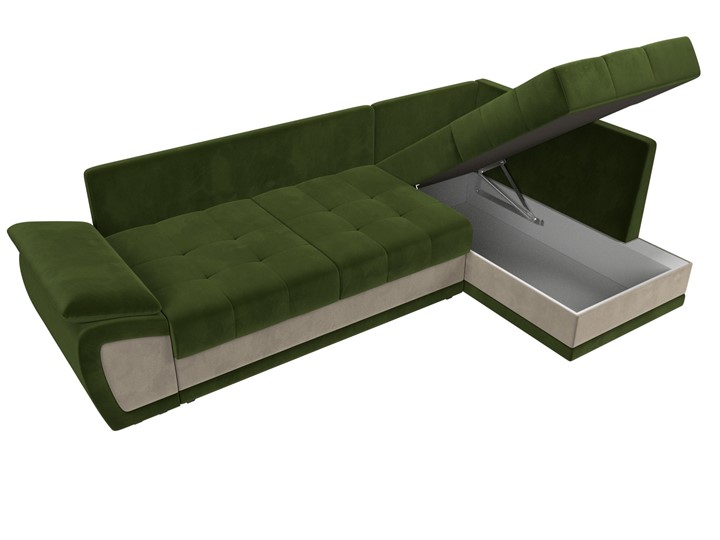 Угловой диван Нэстор прайм, Зеленый/Бежевый (микровельвет) в Вологде - изображение 8