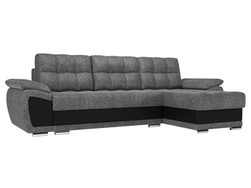 Угловой диван для гостиной Нэстор, Серый/Черный (рогожка/экокожа) в Вологде